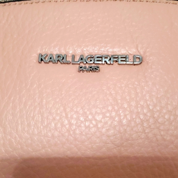 KARL LAGERFELD PINK PEBBLE LEATHER SATCHEL BAG - Picture 4 of 17